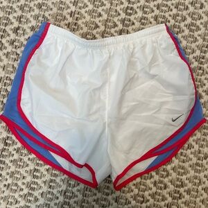 Nike Women's White, pink and blue Athletic Shorts- tempo